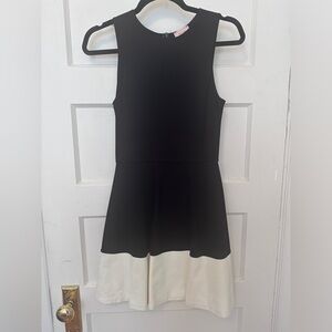 Black and white fit and flare mini dress